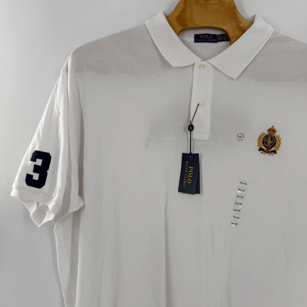 Polo Ralph Lauren Polo Men 4XLTall White Classic Big Tripe Pony #3‎ Back Crest
